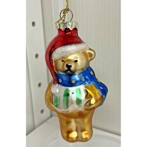 Vtge 2002 Thomas Pacconi Classics Teddy Bear w/ Gift Holiday Christmas Ornament